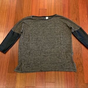 H&M knit top with pleather sleeves size XS